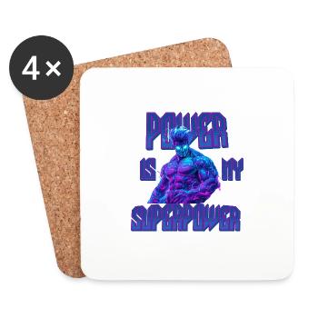 Superpower Fitness Motif – Power in the Gym - Coasters (set of 4) - white - Front