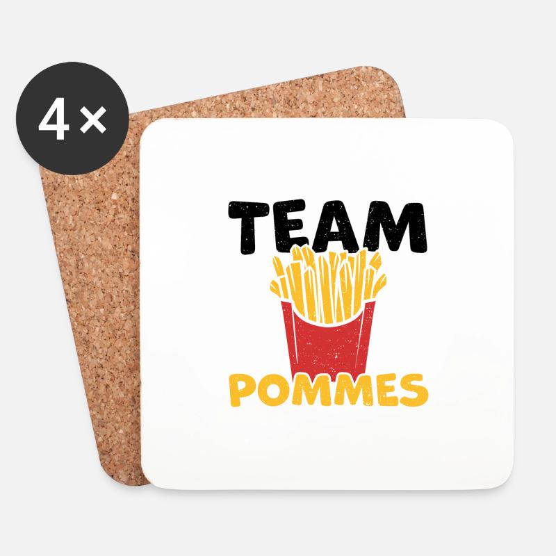 Team Pommes - Pommes Frites - Untersetzer (4er-Set) - Weiß