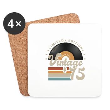 Vintage Vinyl 1975 Geschenk Jubiläum 48 Jahre - Untersetzer (4er-Set) - Weiß - Vorne