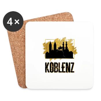Koblenz Germany City Skyline Love Gold - Coasters (set of 4) - white - Front