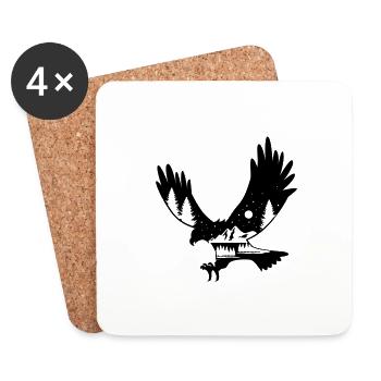 ADLER RAUBVOGEL VÖGEL NATUR WALD BERGE VOGEL MOTIV - Untersetzer (4er-Set) - Weiß - Vorne