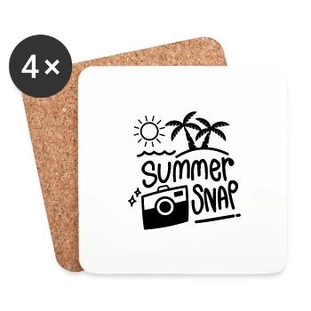 SUMMER HOLIDAY PHOTO SNAPSHOT PICTURE SLOGAN MOTIF - Coasters (set of 4) - white - Front