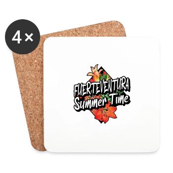 Fuerteventura Sommer Sonne Strand Meer Palmen - Untersetzer (4er-Set) - Weiß - Vorne
