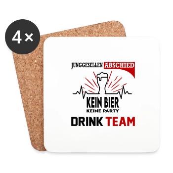 Junggesellenabschied Bier Drink Team Party Saufen - Untersetzer (4er-Set) - Weiß - Vorne