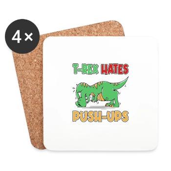T-Rex Hates Push-ups Push-ups Funny Humor - Coasters (set of 4) - white - Front
