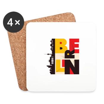 Berlin Skyline Deutschland Stadt Schwarz Rot Gold - Untersetzer (4er-Set) - Weiß - Vorne