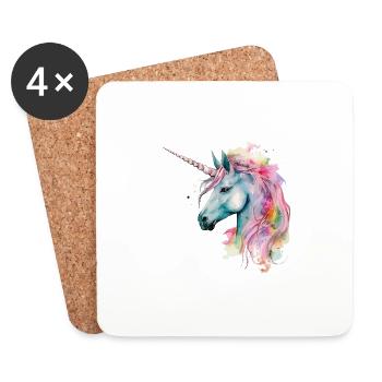 Einhorn Magie Fantasie Fabel Bunt Farben Kunst - Untersetzer (4er-Set) - Weiß - Vorne