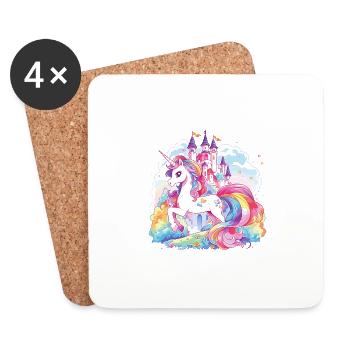 Unicorn Rainbow Castle Colorful Magic Fantasy - Coasters (set of 4) - white - Front