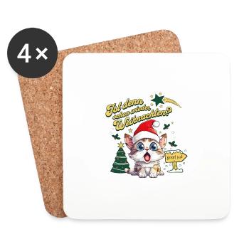 Christmas Again Cat Catmas Funny Ugly - Coasters (set of 4) - white - Front
