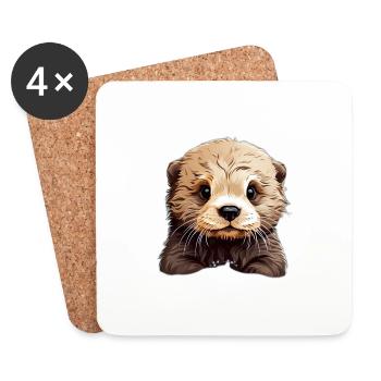 Otter Cute Funny Animal Lover Gift - Coasters (set of 4) - white - Front