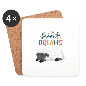 Moutons endormis - Dessous de verre (lot de 4) - blanc - Devant