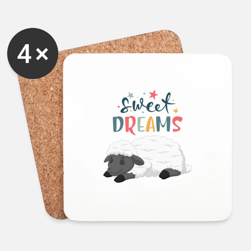 Sleeping Sheep - Coasters (set of 4) - white