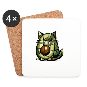 AvoCat Cubism Version - Coasters (set of 4) - white - Front