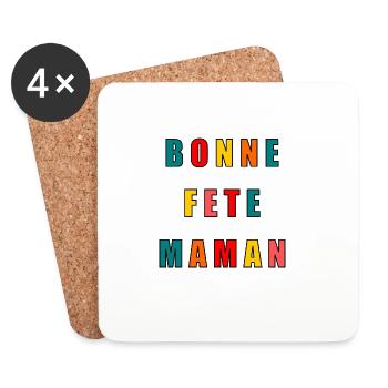 BONNE FÊTE. COEUR. BONNE FÊTE MAMAN. MAMAN. FÊTE - Dessous de verre (lot de 4) - blanc - Devant