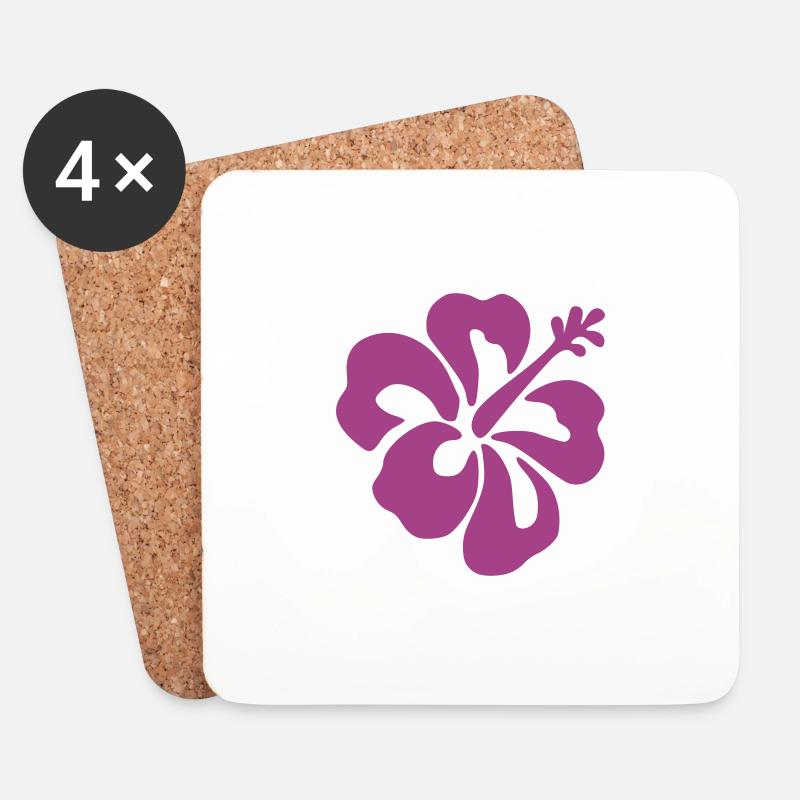 Hibiskus Blume - Untersetzer (4er-Set) - Weiß