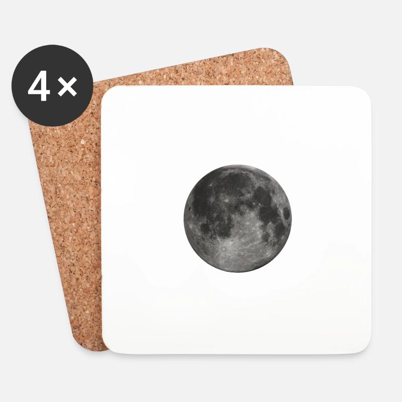 Leuchtenden Vollmond - Untersetzer (4er-Set) - Weiß