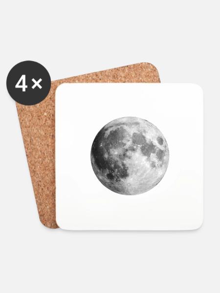 Vollmond Geschenkidee - Untersetzer (4er-Set) - Weiß