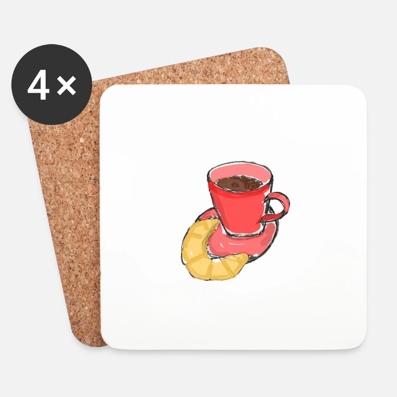 Kaffeetasse - Untersetzer (4er-Set) - Weiß