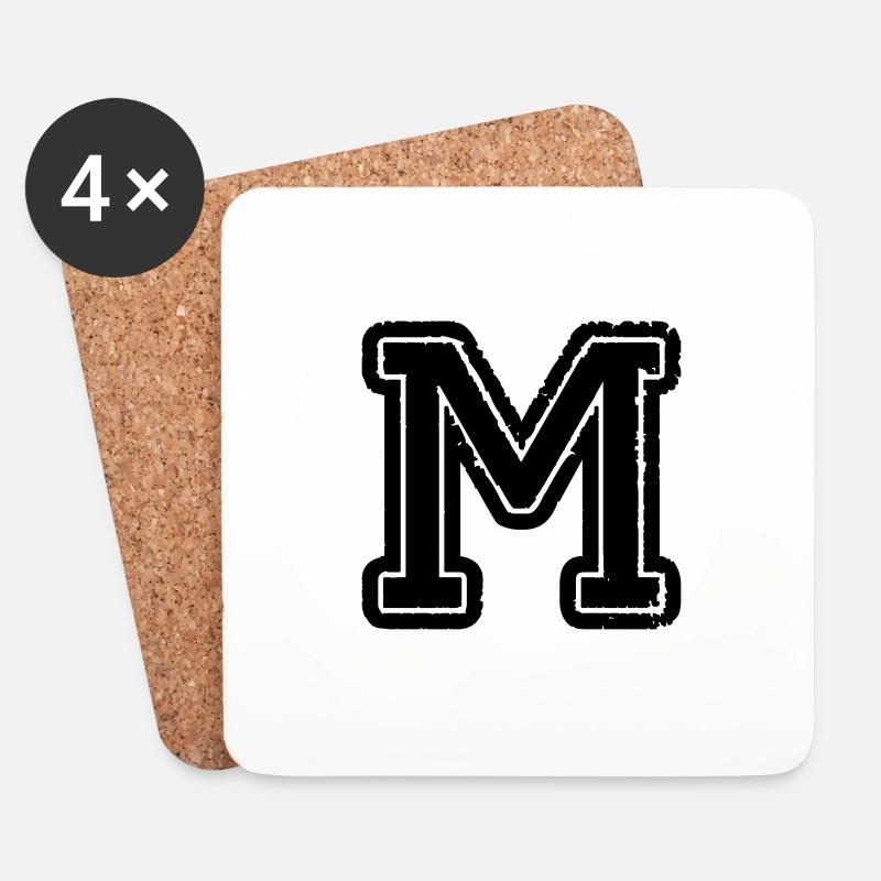 buchstabe M - Untersetzer (4er-Set) - Weiß