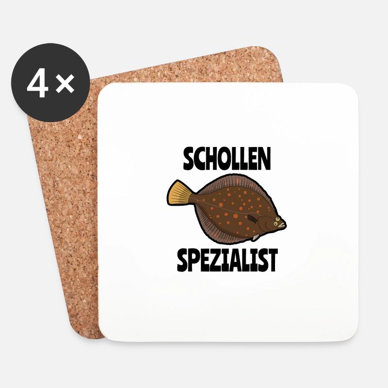 Schollen Spezialist Geschenk Angler - Untersetzer (4er-Set) - Weiß