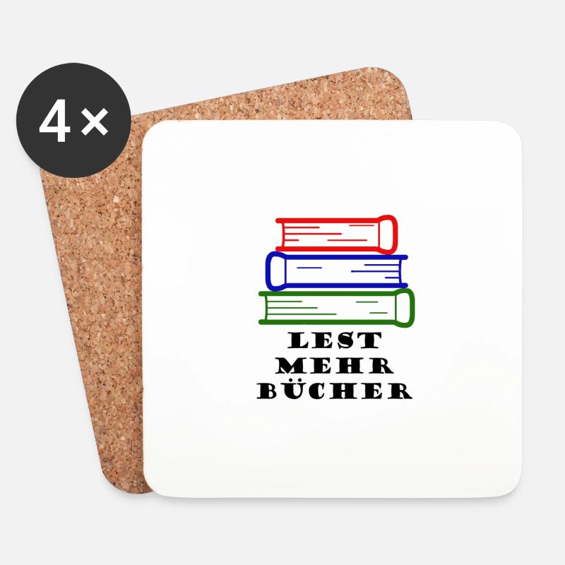 Lest mehr Bücher - Untersetzer (4er-Set) - Weiß