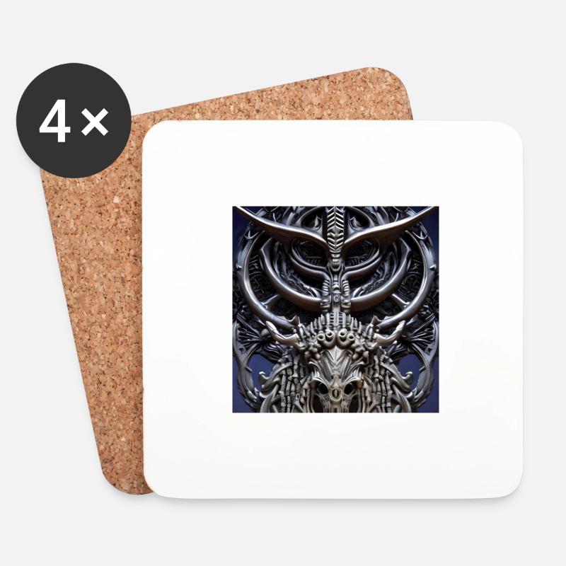 Minotaurus_Giger-Style - Untersetzer (4er-Set) - Weiß