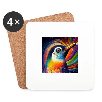 Farbiger Pinguin, einzigartiges Design, - Untersetzer (4er-Set) - Weiß - Vorne