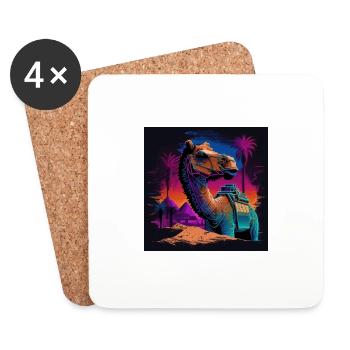 Camel aux couleurs néon, synthwave / 80s - Dessous de verre (lot de 4) - blanc - Devant