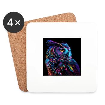 OWL DESIGNER PRINT, UNIQUE DESIGN 2. - Coasters (set of 4) - white - Front