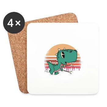Now I'm Unstoppable - Lustiger T-Rex-Dinosaurier - Untersetzer (4er-Set) - Weiß - Vorne