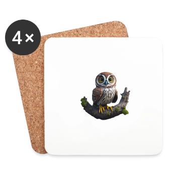 Little Eagle Owl - Coasters (set of 4) - white - Front