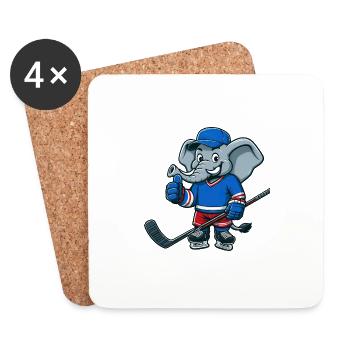 Cooler Elefant Comic Eishockeyspieler Design - Untersetzer (4er-Set) - Weiß - Vorne