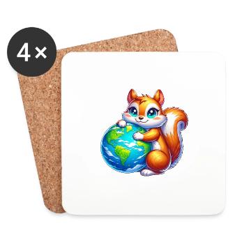 Squirrel for Earth Environmental Protection Nature Conservation - Coasters (set of 4) - white - Front