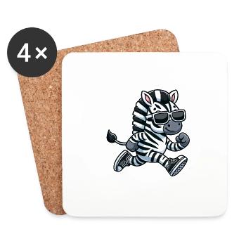 Zebra Marathon Runner Sport Jogging - Dessous de verre (lot de 4) - blanc - Devant
