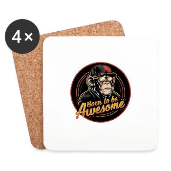 Cool Chimpanzee Born To Be Awesome - Coasters (set of 4) - white - Front