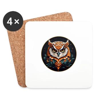 Colorful graphic owl design for owl fans - Coasters (set of 4) - white - Front