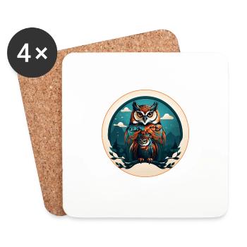 Colorful graphic owl design for owl fans - Coasters (set of 4) - white - Front