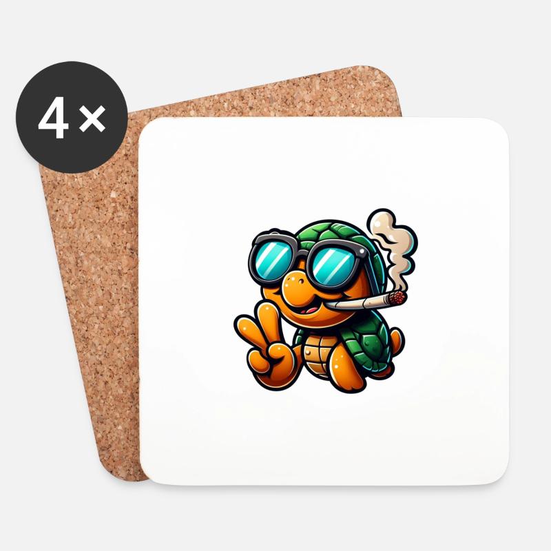Cool turtle with sunglasses - Coasters (set of 4) - white