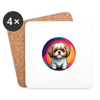 Shih Tzu Portrait on the Color Wheel - Coasters (set of 4) - white - Front