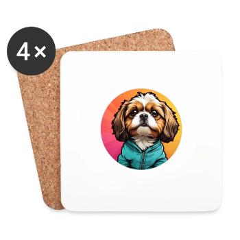 Shih Tzu Portrait on the Color Wheel - Coasters (set of 4) - white - Front