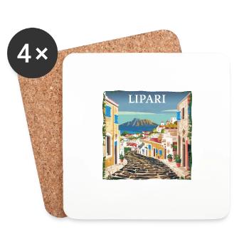 Lipari Italy: Dream Beach Summer Vacation - Coasters (set of 4) - white - Front