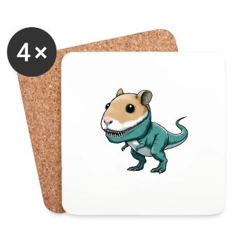 Dino-Hamster Fusion: Mythical Creature Adventure - Coasters (set of 4) - white - Front