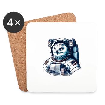 Harfang des neiges dans l’espace : mission d’astronaute - Dessous de verre (lot de 4) - blanc - Devant