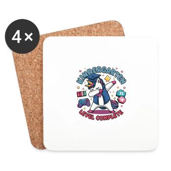 Kindergarten Level Complete - Einschulung - Untersetzer (4er-Set) - Weiß - Vorne