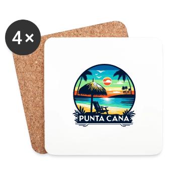Sonnenuntergang in Punta Cana: Strand und Palmen - Untersetzer (4er-Set) - Weiß - Vorne