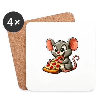 Mouse Rat Popcorn Cinéma Fan de cinéma - Dessous de verre (lot de 4) - blanc - Devant