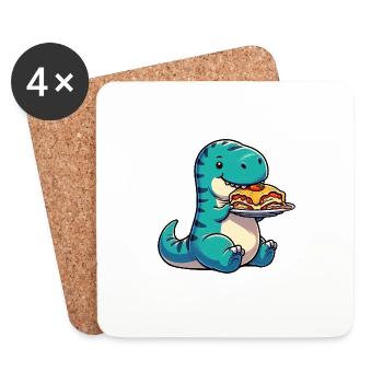Dino T-Rex Lasagne Italienne Drôle - Dessous de verre (lot de 4) - blanc - Devant
