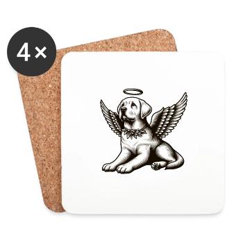 Ailes d’ange labrador noir blanc halo - Dessous de verre (lot de 4) - blanc - Devant