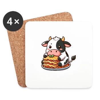 Amateur de lasagnes au taureau de vache Italie Nourriture - Dessous de verre (lot de 4) - blanc - Devant