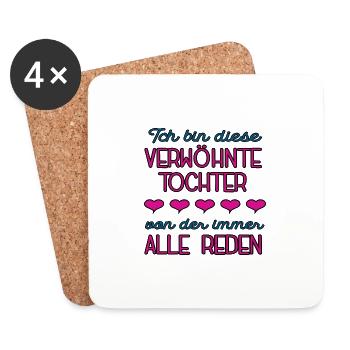 Verwöhnte Tochter Beste Töchter Papas Prinzessin - Untersetzer (4er-Set) - Weiß - Vorne